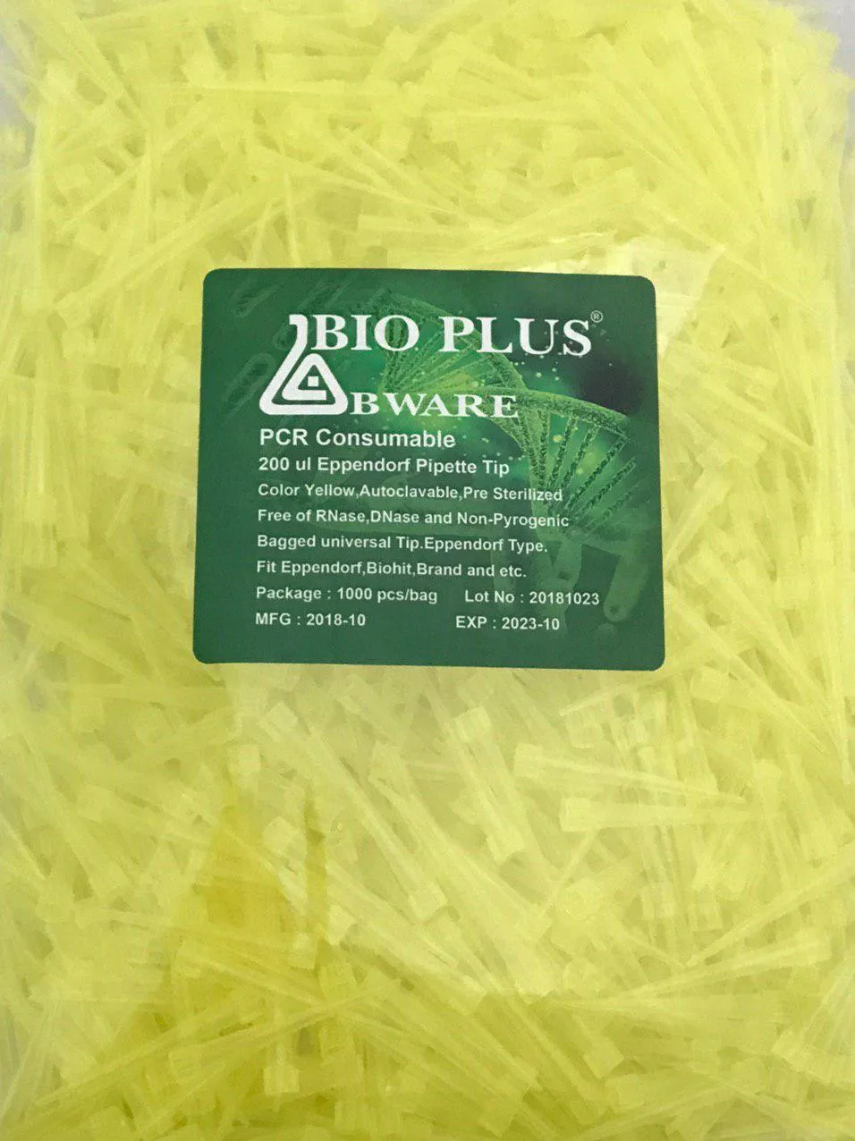 نوک سمپلر زرد 200 لاندا استریل 1000 عددی بایوپلاس PCR