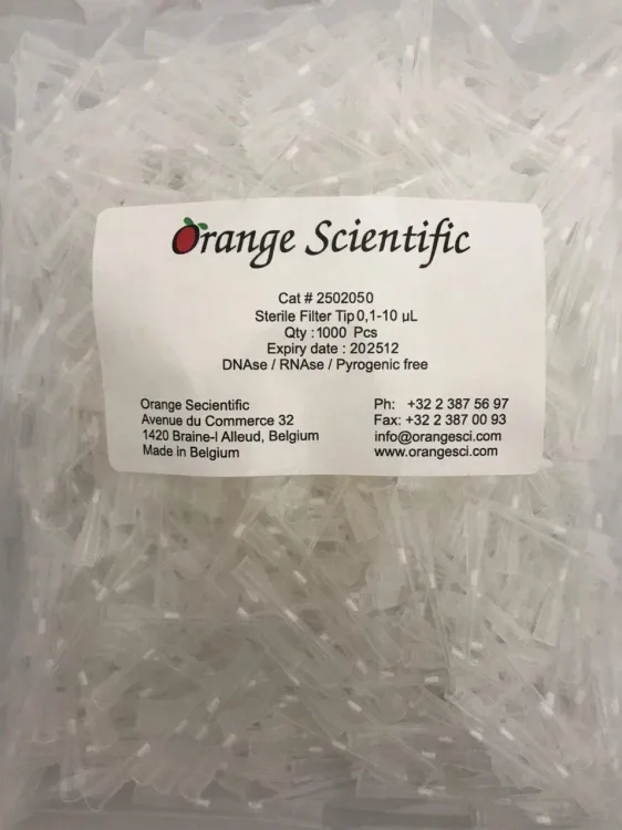 نوک سمپلر فیلتردار 10 لاندا استریل اورنج RNAS & DNAS Free