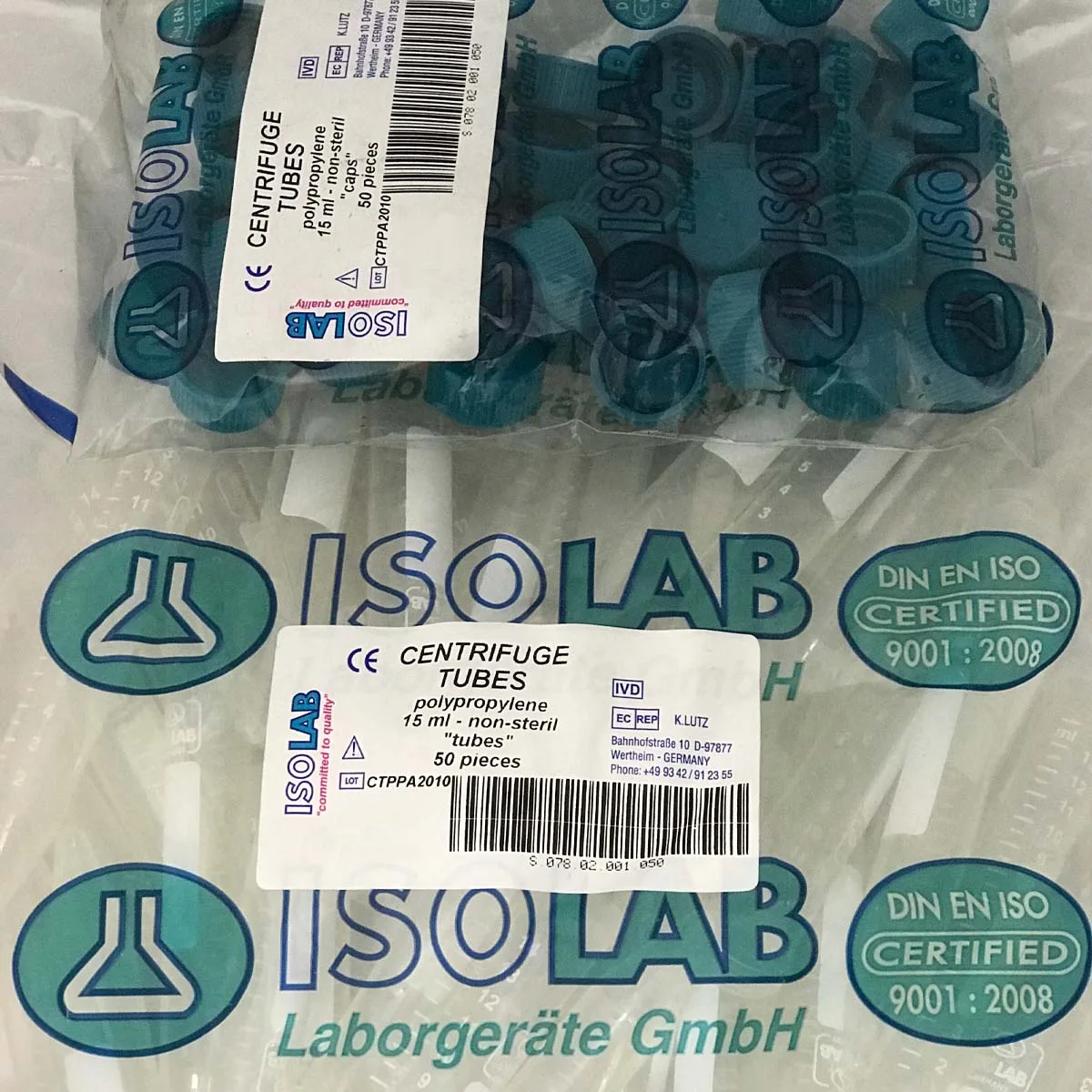 Centrifuge tubes screw capP.P 15ml 50 pieces ISO LAB - non-steril فالکن پلاستیکی مخروطی 15 میلی لیتر ISO LAB