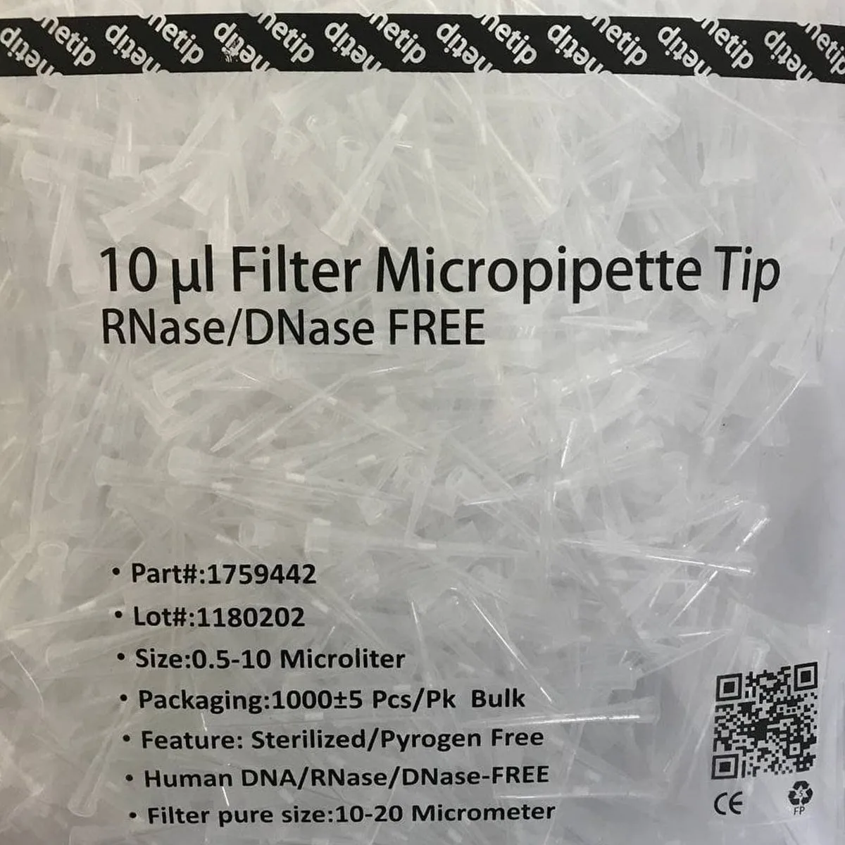 Biovian 10 ul Filter Micropipette Tip RNaseDNase FREE (1) نوک سمپلر فیلتردار کریستالی 10 لاندا برند بیوویان مدل وان تیپ