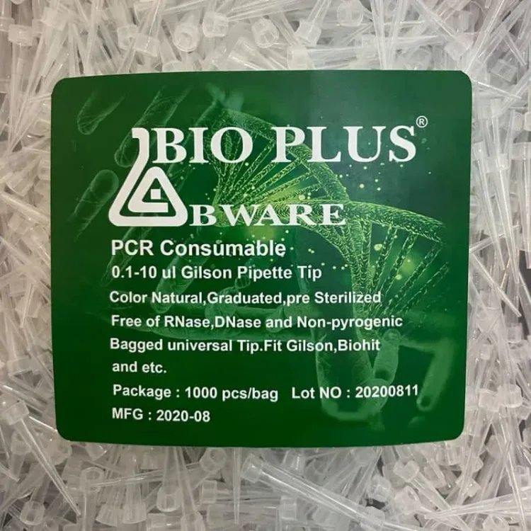 سر سمپلر کریستالی 10 لاندا بلند استریل 1000 عددی بدون فیلتر  برند بایو پلاس PCR