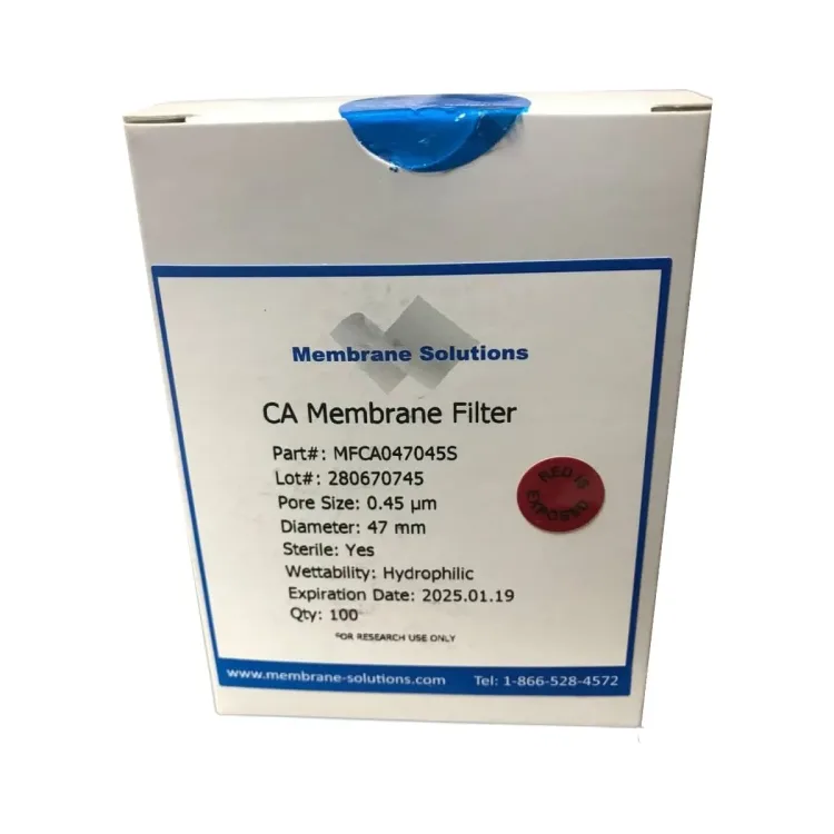 فیلتر کاغذی جنس CA قطر منفذ 0.45μm قطر غشا 47mm برند ممبران سولوشن