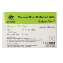 لوله آزمایش وکیوم سدیم هپارین حجم 7 سی سی گلدن وک