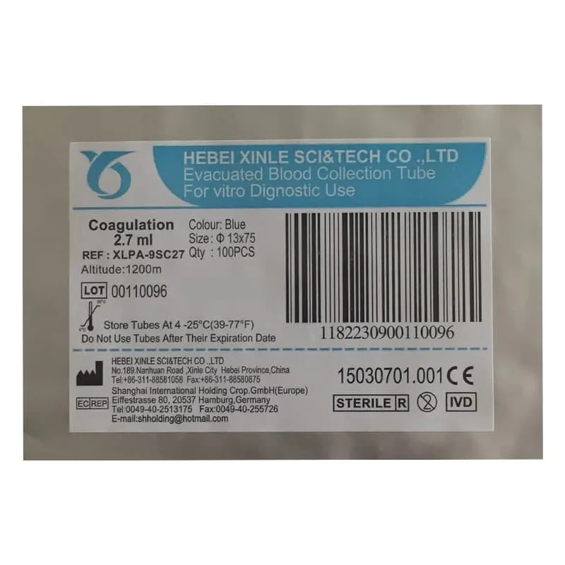 لوله آزمایش سدیم سیترات PT PTT وکیوم زینل حجم 2.7 سی سی