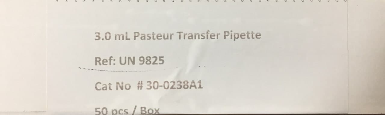 پیپت پاستور پلاستیکی 3ml تک استریل QC بسته 50 عددی