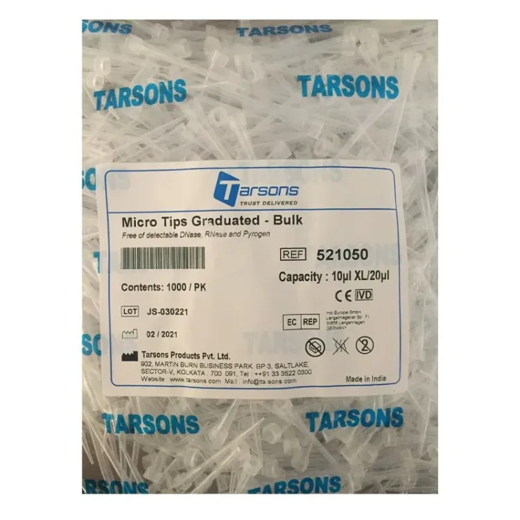 نوک سمپلر 20-0 میکرولیتر PCR بدون فیلتر استریل تارسونز 1000 عددی