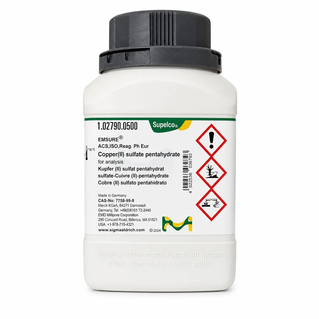 Copper(II) Sulfate Pentahydrate Merck EMSURE 500g Code 102790