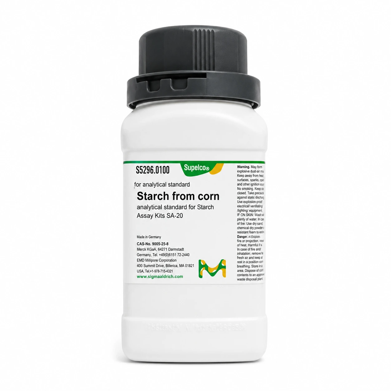 Starch from Corn Analytical Standard Merck 100 g Code S5296 نشاسته ذرت استاندارد آنالیزی مرک 100 گرم کد S5296