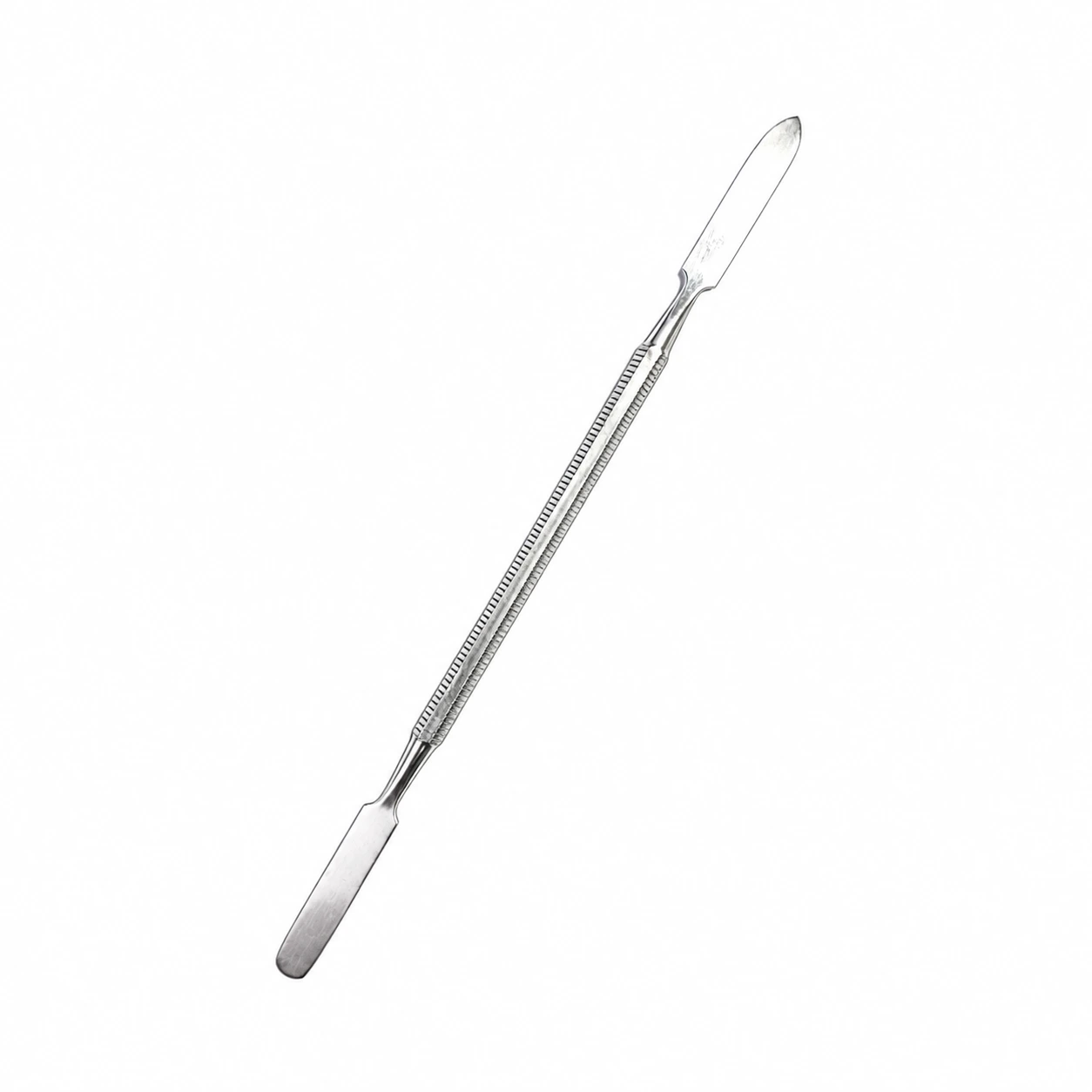 Stainless Steel Laboratory Spatula with Curved and Flat Ends اسپاتول آزمایشگاهی استیل یک سر منحنی یک سر تخت